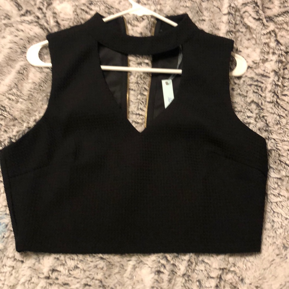 Crop top black dressy blouse